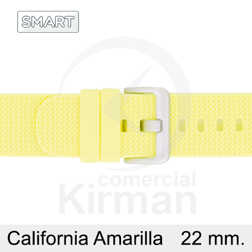 Imagen de CORREA SMART SILICONA AMARILLA CALIFORNIA 22 MM