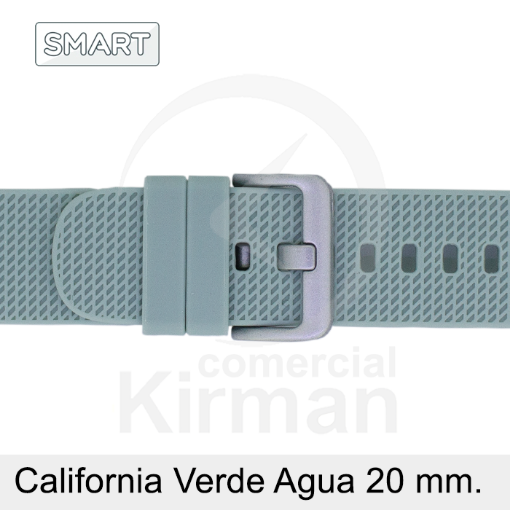 Imagen de CORREA SMART SILICONA VERDE AGUA CALIFORNIA 20 MM