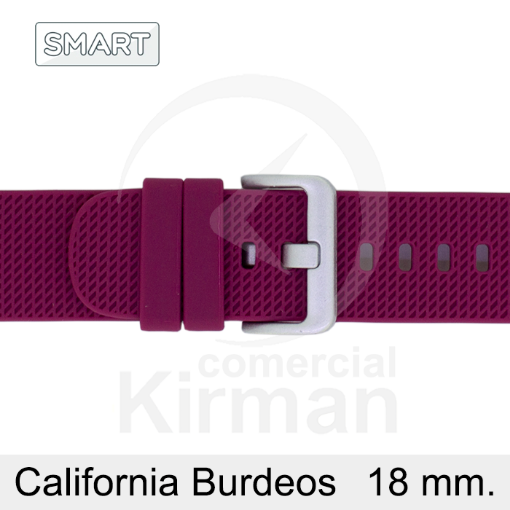 Imagen de CORREA SMART SILICONA BURDEOS CALIFORNIA 18 MM