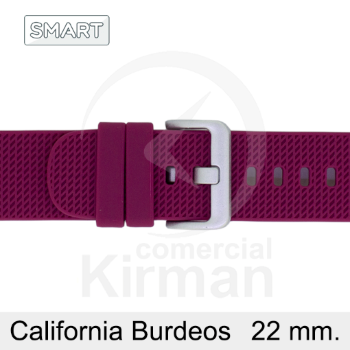 Imagen de CORREA SMART SILICONA BURDEOS CALIFORNIA 22 MM