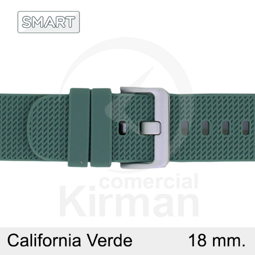 Imagen de CORREA SMART SILICONA VERDE CALIFORNIA 18 MM
