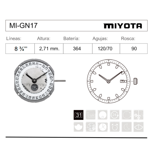 Imagen de MOVIMIENTO MIYOTA GN17