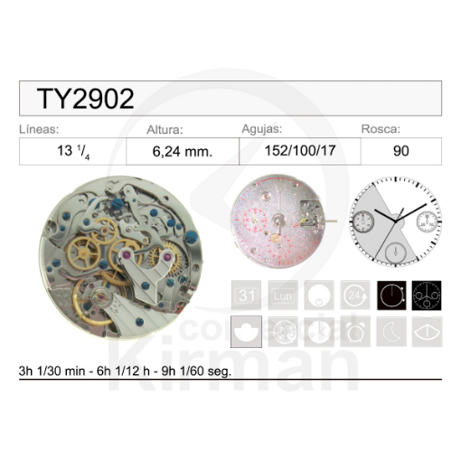 Imagen de Movimiento de pulsera mecánico TY2902