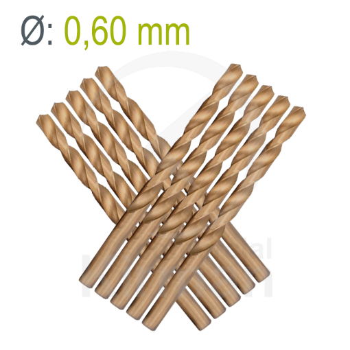 Imagen de 10 uds de brocas helicoidales HSS-Co cobalto Ø 0.60 mm
