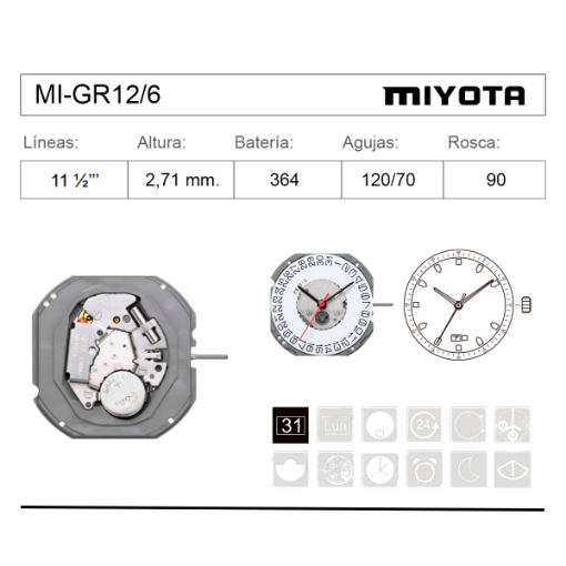 Imagen de MOVIMIENTO MIYOTA GR12/6