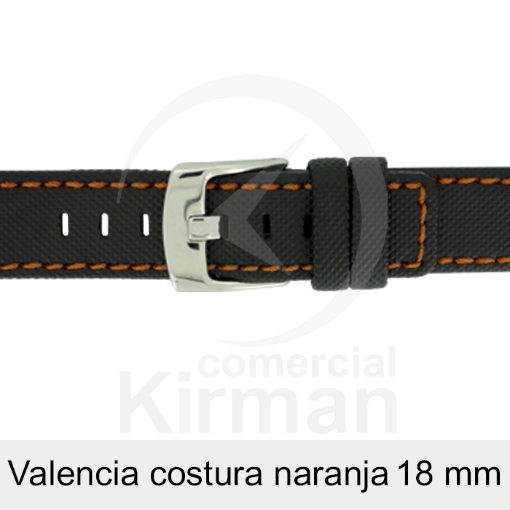 Imagen de CORREA NEOPRENO NEGRA COST.NARANJA VALENCIA 18 MM