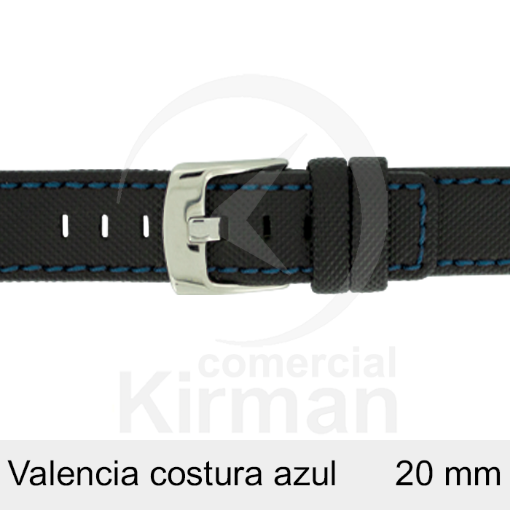 Imagen de CORREA NEOPRENO NEGRA COST.AZUL VALENCIA 20 MM