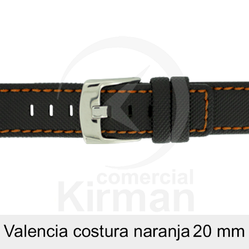 Imagen de CORREA NEOPRENO NEGRA COST.NARANJA VALENCIA 20 MM