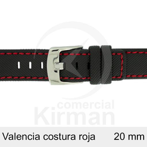 Imagen de CORREA NEOPRENO NEGRA COST.ROJA VALENCIA 20 MM