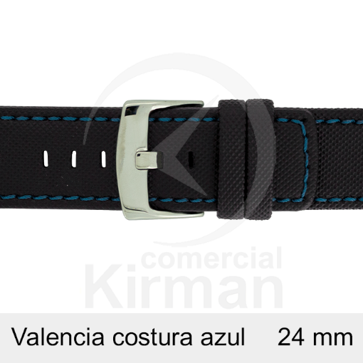Imagen de CORREA NEOPRENO NEGRA COST.AZUL VALENCIA 24 MM