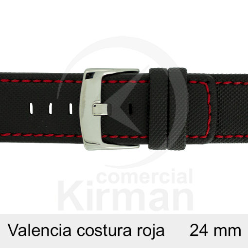 Imagen de CORREA NEOPRENO NEGRA COST.ROJA VALENCIA 24 MM