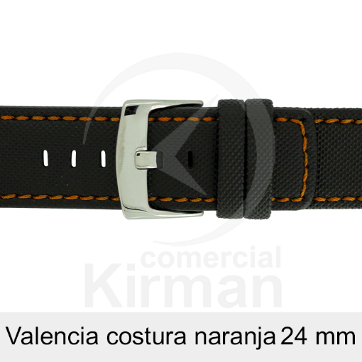 Imagen de CORREA NEOPRENO NEGRA COST.NARANJA VALENCIA 24 MM