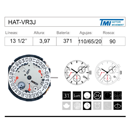 Movimiento de pulsera HATORRI VR3J