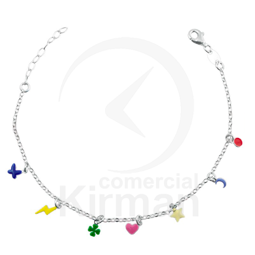 Imagen de PULSERA ABALORIOS ESMALTE 17+4 CMS PLATA 925