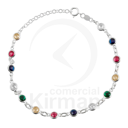 Imagen de PULSERA CIRCONITA COLORES 17+3.5 CMS PLATA 925