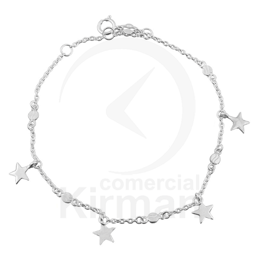 Imagen de PULSERA ESTRELLAS Y CIRCONITAS 18+3 CMS PLATA 925