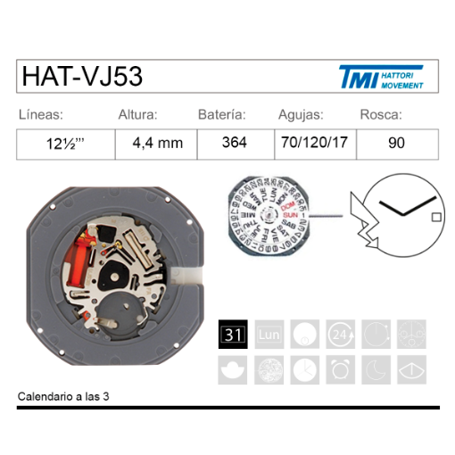 Imagen de Movimiento de pulsera Hattori VJ53