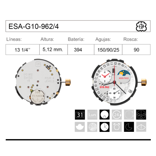 MOVIMIENTO ETA G10-962 CAL. 4H