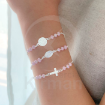 Imagen de PULSERA CRUZ ESMALTE ROSA 14+2 CMS PLATA 925