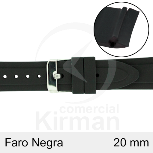Imagen de CORREA SILICONA NEGRA FARO 20 MM