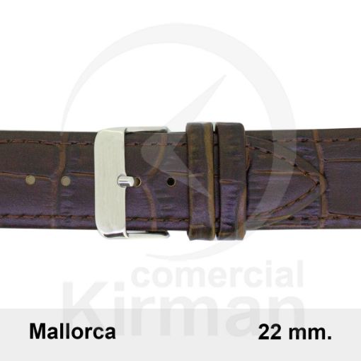 CORREA PIEL MARRÓN OSCURO MALLORCA 22 MM
