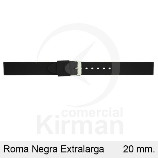 Imagen de CORREA SILICONA NEGRA ROMA EXTRALARGA 20MM