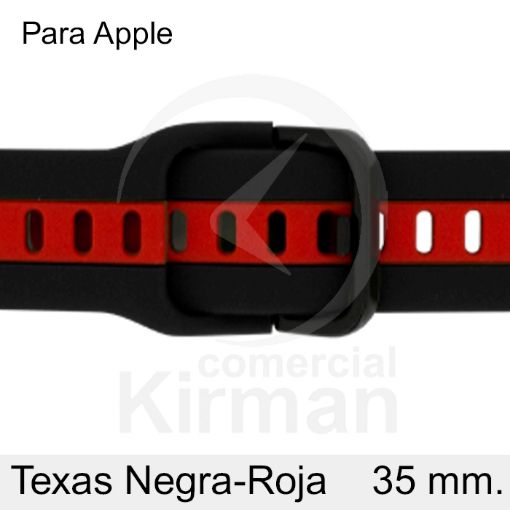 Imagen de CORREA SMART SILICONA NEGRA-ROJA TEXAS 35MM