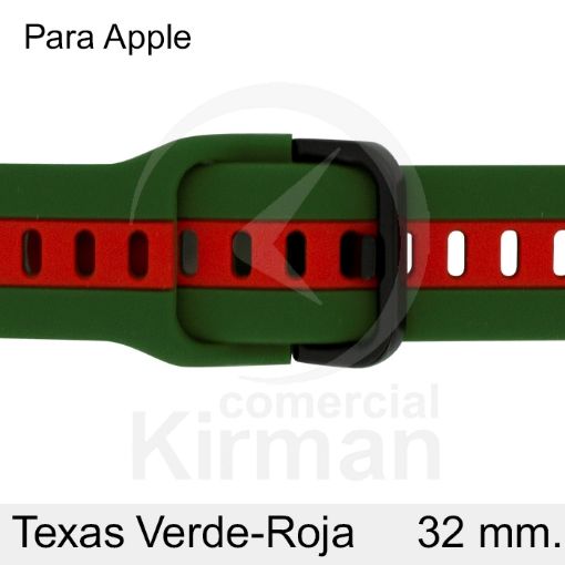 Imagen de CORREA SMART SILICONA VERDE-ROJA TEXAS 32MM