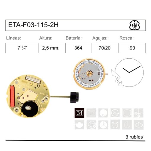 Imagen de MOVIMIENTO ESA F03-115 DOS AGUJAS