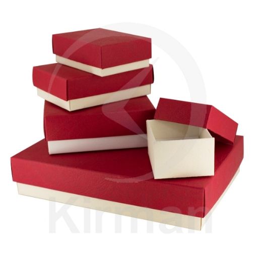 Imagen de CAJAS DE CARTÓN COLOR MARFIL CON TAPA ROJA