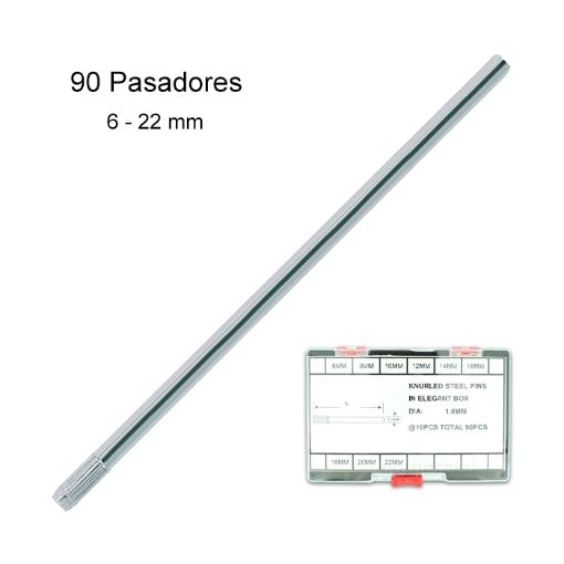 Imagen de Surtido de 90 pasadores con borde estriado Ø 1.00 mm