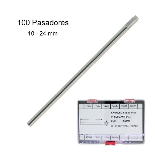 Imagen de SURTIDO DE 100 PASADORES CON BORDE ESTRIADO Ø 1,20mm.