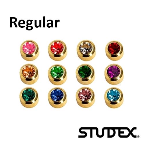 Imagen de Serie Regular Modelo Bola Dorada Zirconita Colores