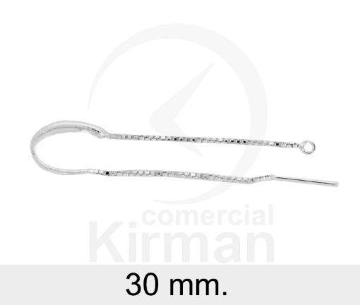 Imagen de Par de pendientes gancho 2 mm. con cadena 30 mm. Plata
