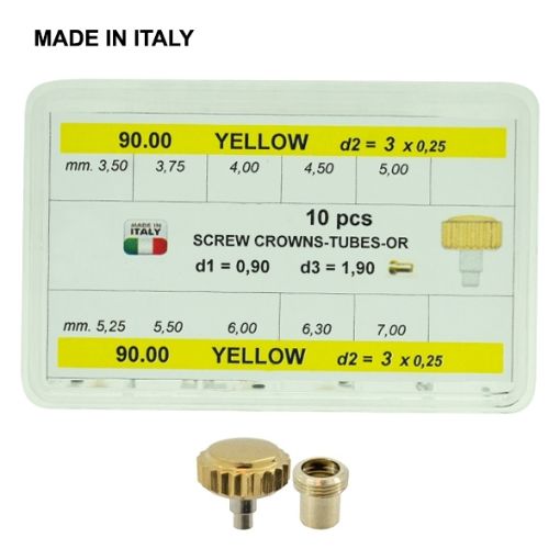 Imagen de SURTIDO 10 CORONAS ROSCA 90 (Ø3.50-Ø7.00mm)  CHAPADAS MADE IN ITALY