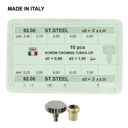 Imagen de SURTIDO 10 CORONAS ROSCA 90 (Ø3.50-Ø7.00mm)  ACERO MADE IN ITALY