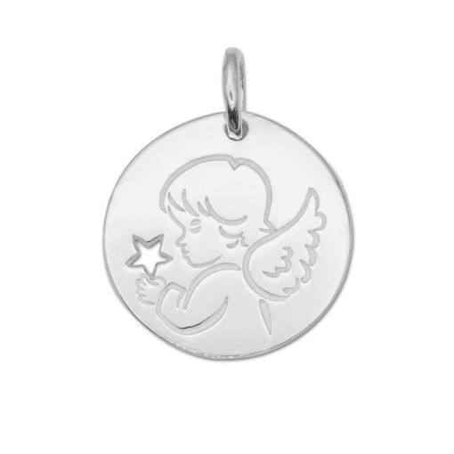 Imagen de MEDALLA ANGELITO ESTRELLA CALADA 16 MM PLATA 925
