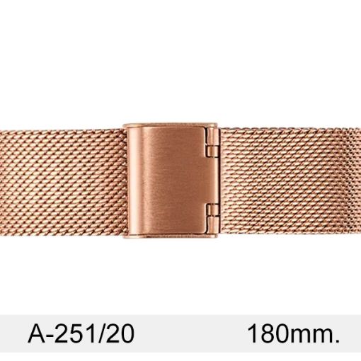 Imagen de Armi Premium en oro rosa de malla con terminal recto de 20 mm y longitud de 180 mm